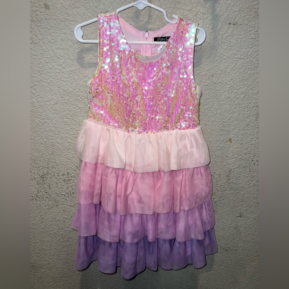 Pink and Purple Sequin Kids Formal Dress